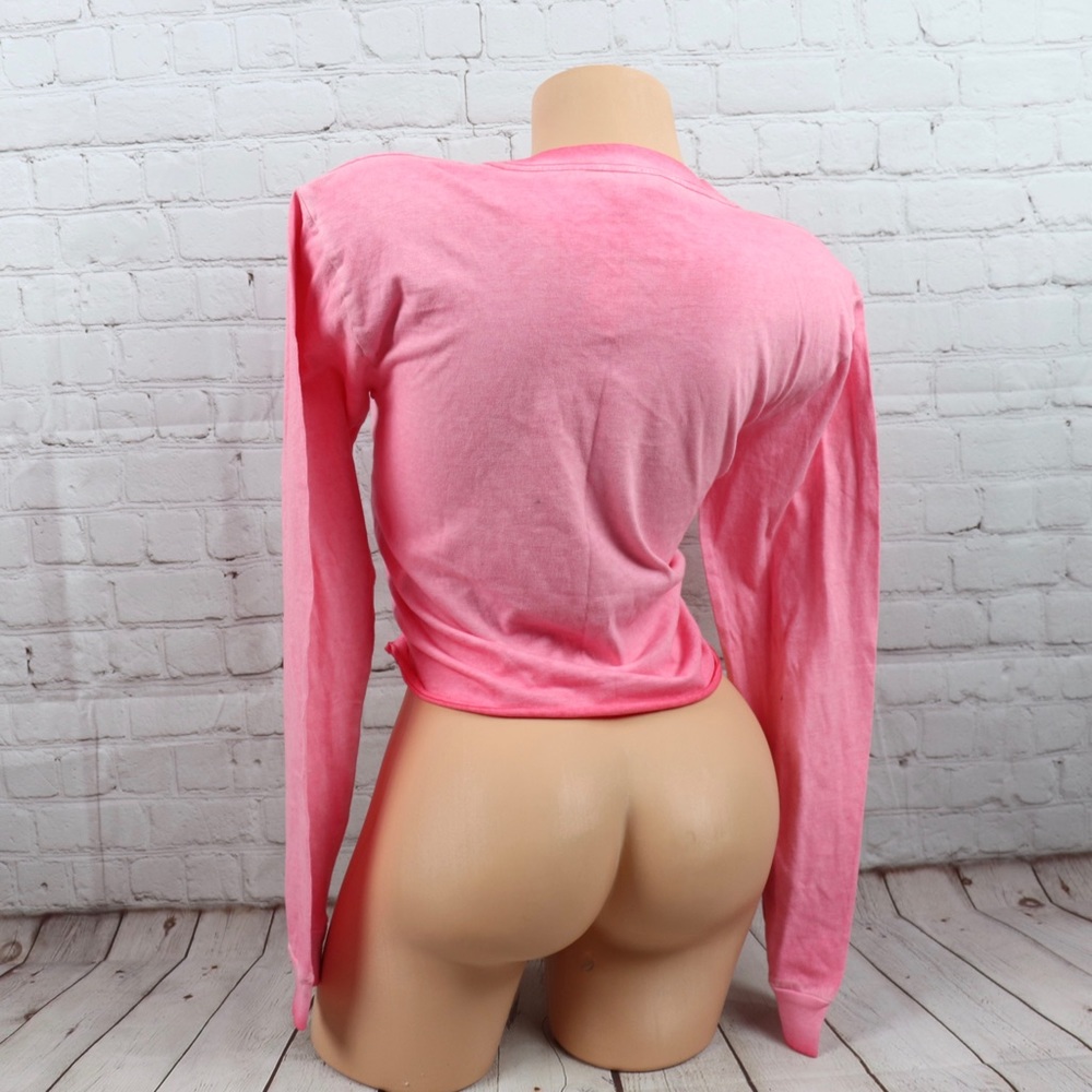 VS PINK Logo Long Sleeve Crop tee shirt Top ombré - Picture 7 of 8